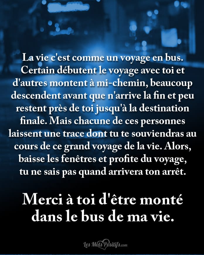 La vie est comme un voyage en bus