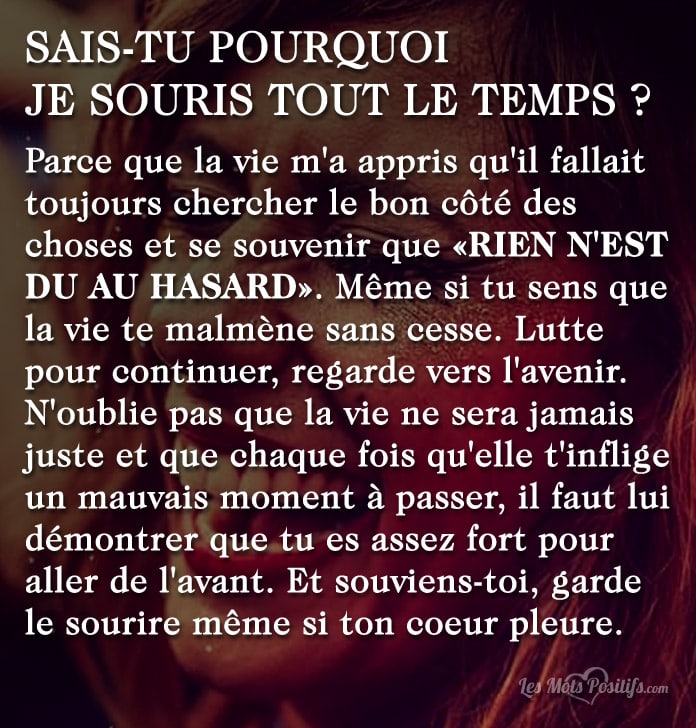 Garde le sourire même si ton coeur pleure